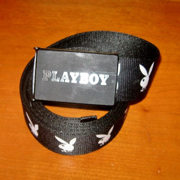 Playboy Bunny Spinner Buckle & Belt Women Playboy Bunny Belt w Buckle Bottle Opener Playboy Cloth Adjust Revisible Belt